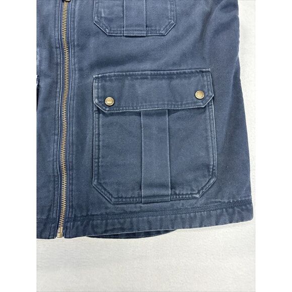 Duluth Trading Mens L Vest Sherpa Lined Canvas Full Zip Blue Pockets Workwear - Picture 2 of 10